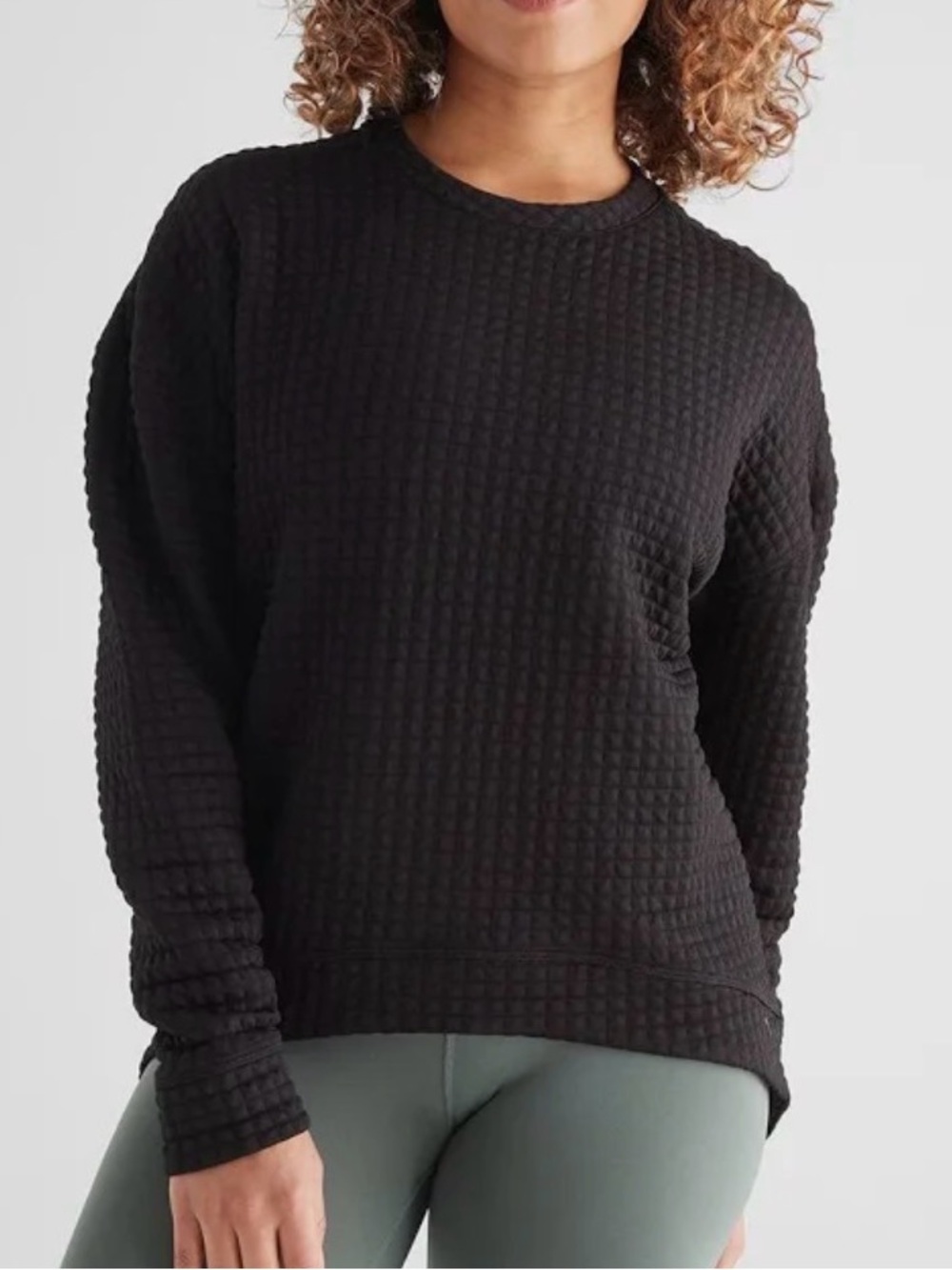 NoBull Black Quilted Crew Pullover Black Large